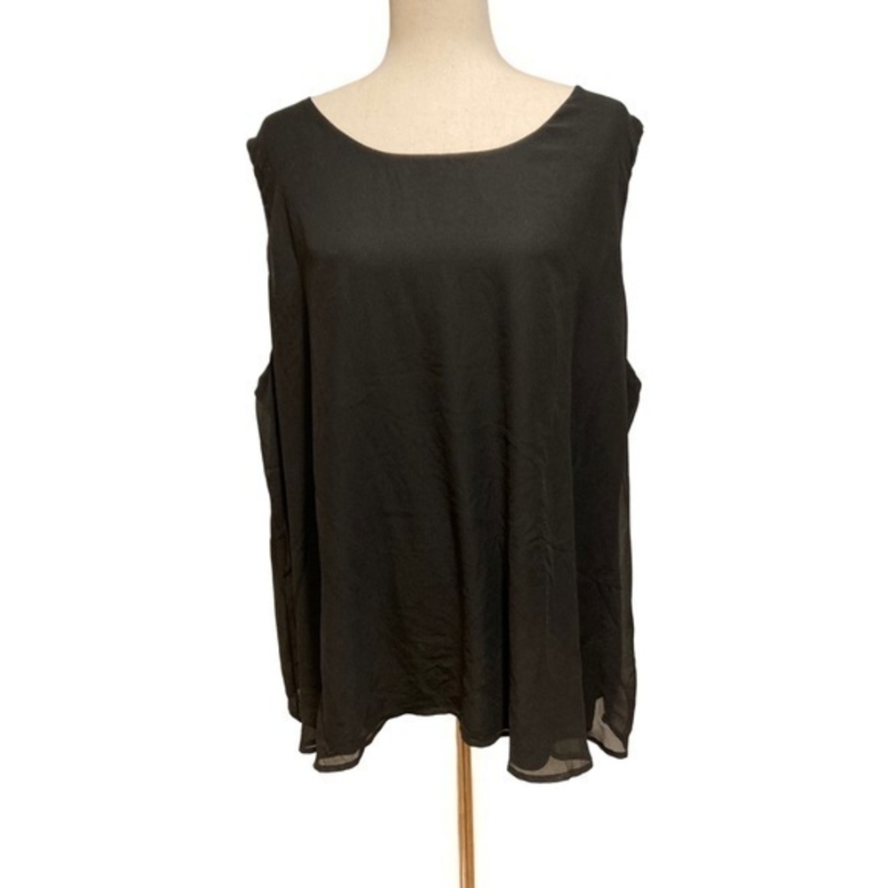 Size 28 Black Tank Blouse Roaman's 2X Women's Top Shirt Sleeveless NWOT